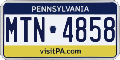 PA license plate MTN4858