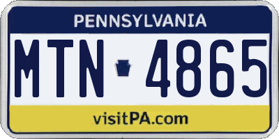 PA license plate MTN4865