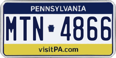 PA license plate MTN4866