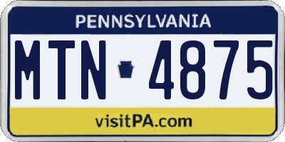 PA license plate MTN4875