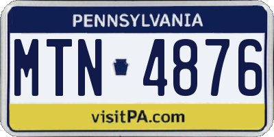 PA license plate MTN4876