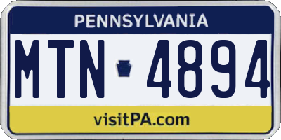 PA license plate MTN4894