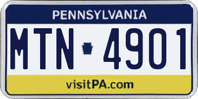 PA license plate MTN4901