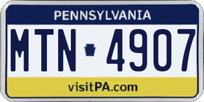 PA license plate MTN4907