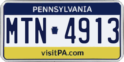 PA license plate MTN4913