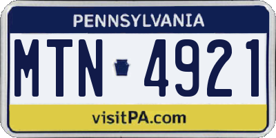 PA license plate MTN4921