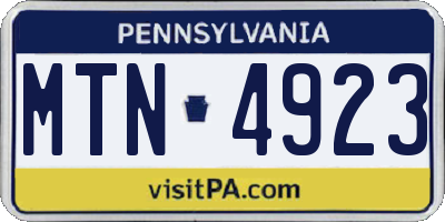 PA license plate MTN4923