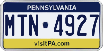 PA license plate MTN4927