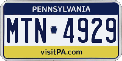 PA license plate MTN4929