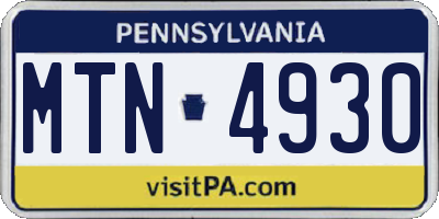 PA license plate MTN4930