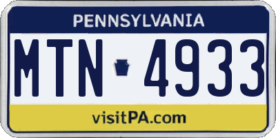 PA license plate MTN4933