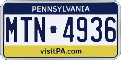 PA license plate MTN4936