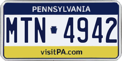 PA license plate MTN4942