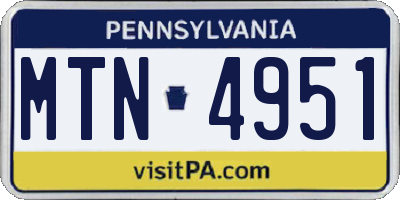 PA license plate MTN4951