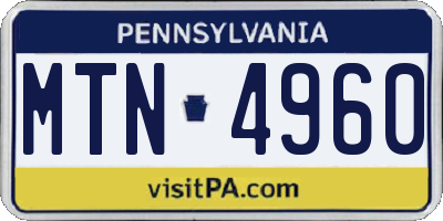 PA license plate MTN4960