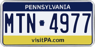 PA license plate MTN4977