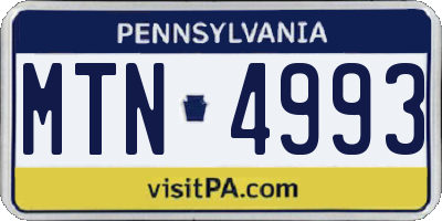 PA license plate MTN4993