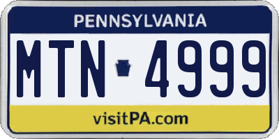 PA license plate MTN4999