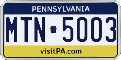 PA license plate MTN5003