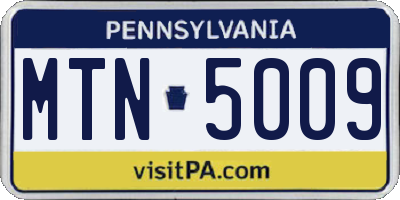 PA license plate MTN5009