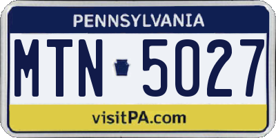 PA license plate MTN5027