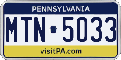 PA license plate MTN5033