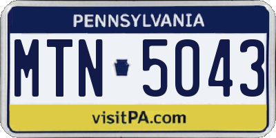 PA license plate MTN5043