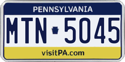 PA license plate MTN5045