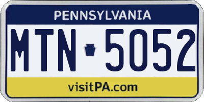 PA license plate MTN5052