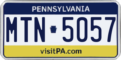 PA license plate MTN5057