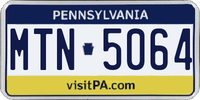 PA license plate MTN5064