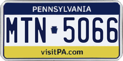 PA license plate MTN5066