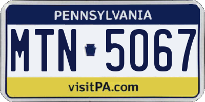 PA license plate MTN5067