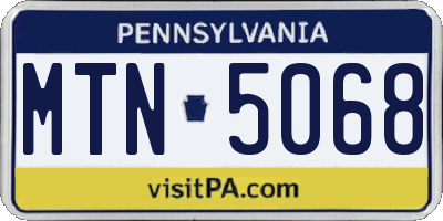 PA license plate MTN5068