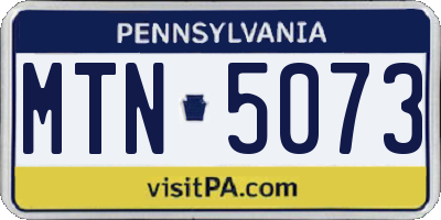 PA license plate MTN5073