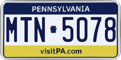 PA license plate MTN5078