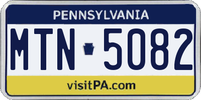 PA license plate MTN5082