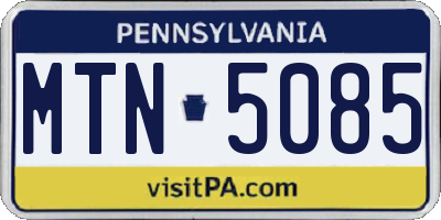 PA license plate MTN5085