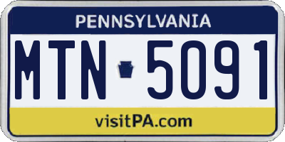 PA license plate MTN5091