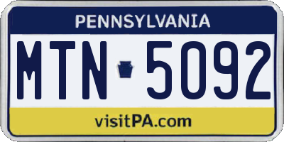 PA license plate MTN5092