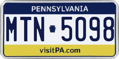 PA license plate MTN5098
