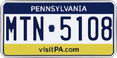 PA license plate MTN5108