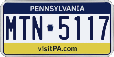 PA license plate MTN5117