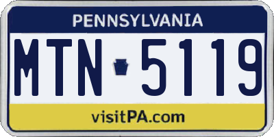 PA license plate MTN5119