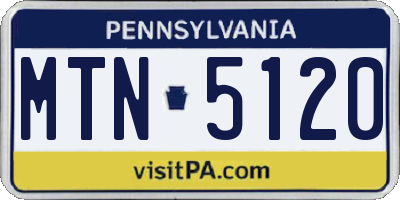 PA license plate MTN5120