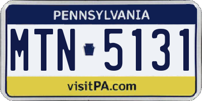 PA license plate MTN5131