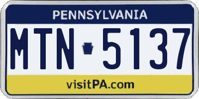PA license plate MTN5137