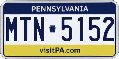 PA license plate MTN5152