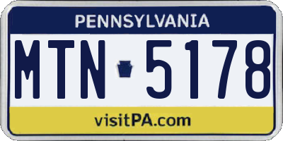 PA license plate MTN5178