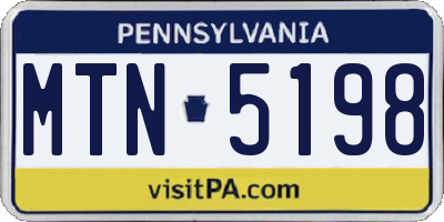 PA license plate MTN5198